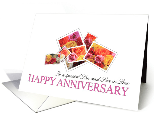 Son & Son in Law Happy Anniversary Mixed Rose Bouquet card (651654)