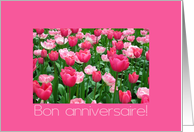 French wedding anniversary card, pink tulips card