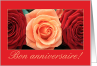 French wedding anniversary card, red and pink roses card