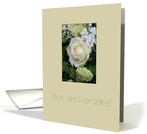 French wedding anniversary card, white roses card (664585)