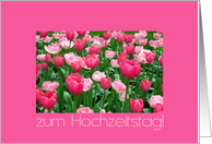 German wedding anniversary card, pink tulips card