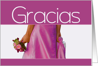 bride & bouquet, Spanish wedding thank you card