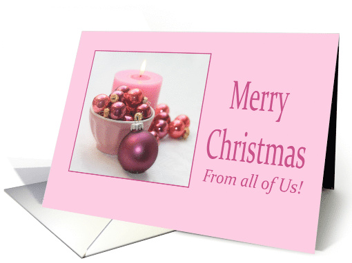 From all of Us Merry Christmas Pink Christmas Ornaments card (684924)