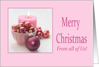 From all of Us Merry Christmas Pink Christmas Ornaments card