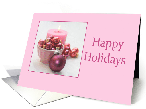 Happy Holidays Pink Christmas Ornaments card (684945)
