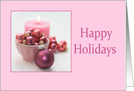 Happy Holidays Pink Christmas Ornaments card