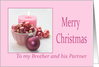 Brother & Partner Pink Christmas Ornaments card