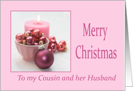 Cousin & Husband Pink Christmas Ornaments card