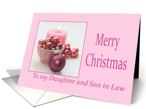 Daughter & Son in Law Merry Christmas Pink Christmas Ornaments card