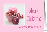 Father in Law Merry Christmas Pink Christmas Ornaments card