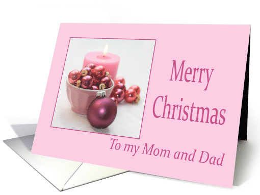Mom and Dad Merry Christmas Pink Christmas Ornaments card (685594)
