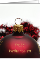 German Christmas Frohe Weihnachten Classic Red Bauble card