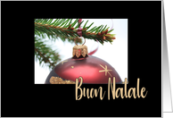 Buon Natale Italian Classic Red Christmas Bauble on Twig card