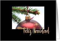 Feliz Navidad Spanish Christmas Red Ornament card