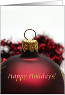 Happy Holidays Classic Red Bauble card