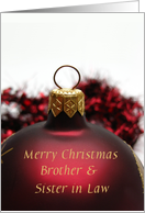 Merry Christmas Ornament card for brother & sister in law card