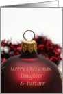 Merry Christmas Ornament card for daughter & partner card