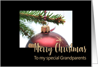 Grandparents Classic Red Christmas Bauble on Twig card