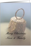 Merry Christmas Ornament card for Niece & family card