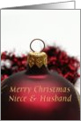Merry Christmas Ornament card for Niece & Husband card