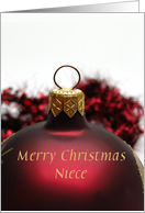 Merry Christmas Ornament card for Niece card