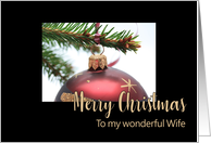 Wife Classic Red Christmas Bauble on Twig card