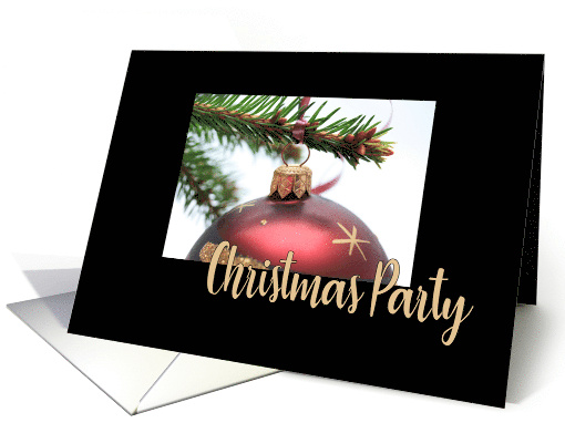 CChristmas Party Classic Red Christmas Bauble on Twig card (689995)