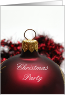Christmas Party Invitation, Red Ornament card