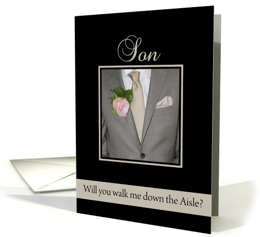 Son Will you walk me down the aisle request - grey suit card (691454)