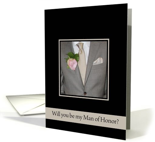 Will you be my man of honor request - grey suit card (691520)