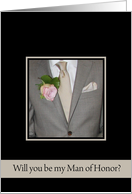 Will you be my man of honor request - grey suit card