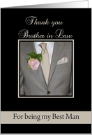 Brother in Law Thank You for being Best Man Grey Suit and Boutonnire card