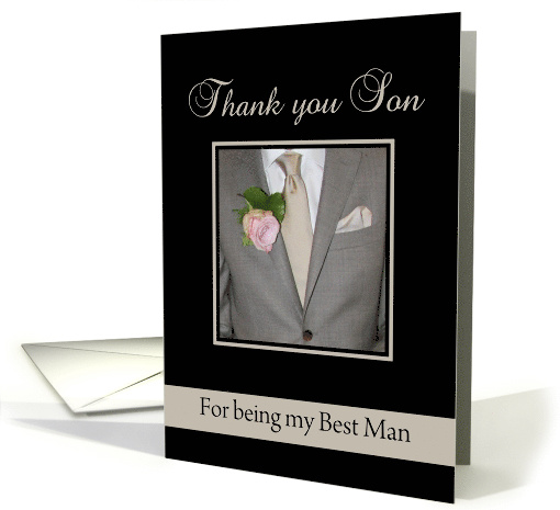 Son Thank You for being Best Man Grey Suit and Boutonnire card