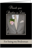 Brother in Law Thank You for being Bridesman Grey Suit and Boutonnire card