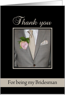 Thank You for being Bridesman Grey Suit and Boutonnire card