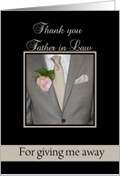 Father in Law Thank You for Giving me Away Grey Suit and Boutonnire card