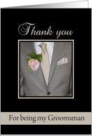 Thank You Groomsman Grey Suit and Boutonnire card