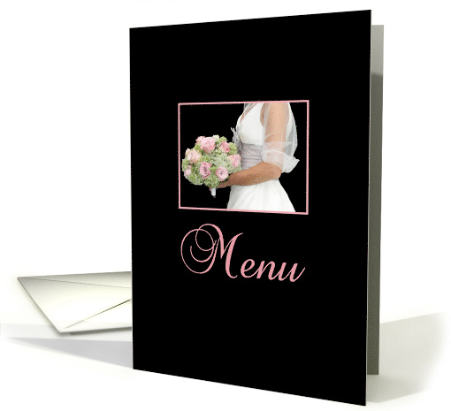 Wedding Dinner Menu Bride and Bouquet card (695341)