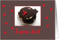 French Joyeux Nol Sweet Chocolate Cupcake card