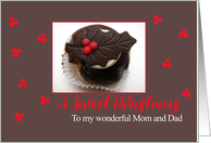 Mom and Dad Sweet Christmas Chocolate Cupcake card