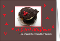 Niece and Family Sweet Christmas Chocolate Cupcake card