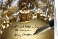Brother & Sister in Law Christmas Message on Golden Christmas Bauble card
