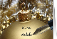 Buon Natale Italian Christmas Message on Golden Christmas Bauble card