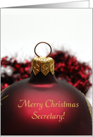 merry christmas secretary red ornaments card