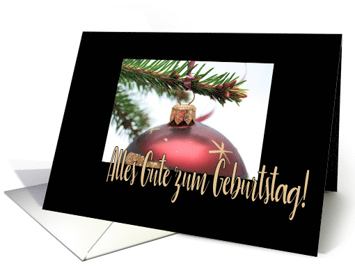German Happy Christmas Birthday Classic Red Christmas Bauble card