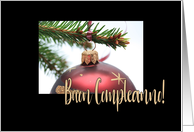 Italian Happy Christmas Birthday Classic Red Christmas Bauble on Twig card