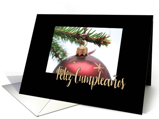 Spanish Happy Christmas Birthday Classic Red Christmas Bauble card