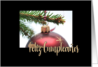 Spanish Happy Christmas Birthday Classic Red Christmas Bauble card