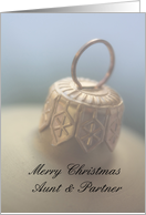 Merry Christmas golden Ornament card for aunt & partner card