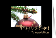 Boss Classic Red Christmas Bauble on Twig card